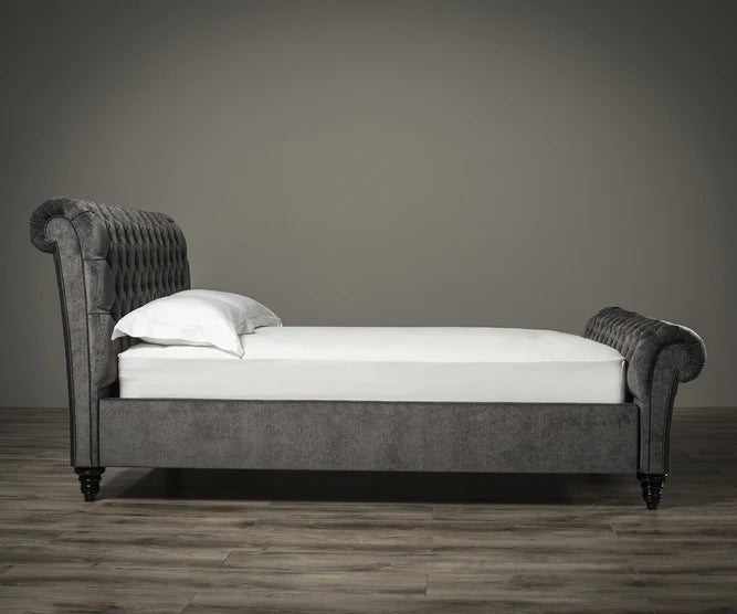 Stanhope Chesterfield Sleigh Bed | Optional Ottoman Storage Bed | The Bed Store