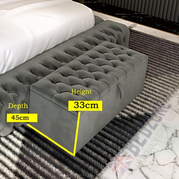 2025 Spanish Upholstery Style Ottoman Blanket Box | The Bed Store
