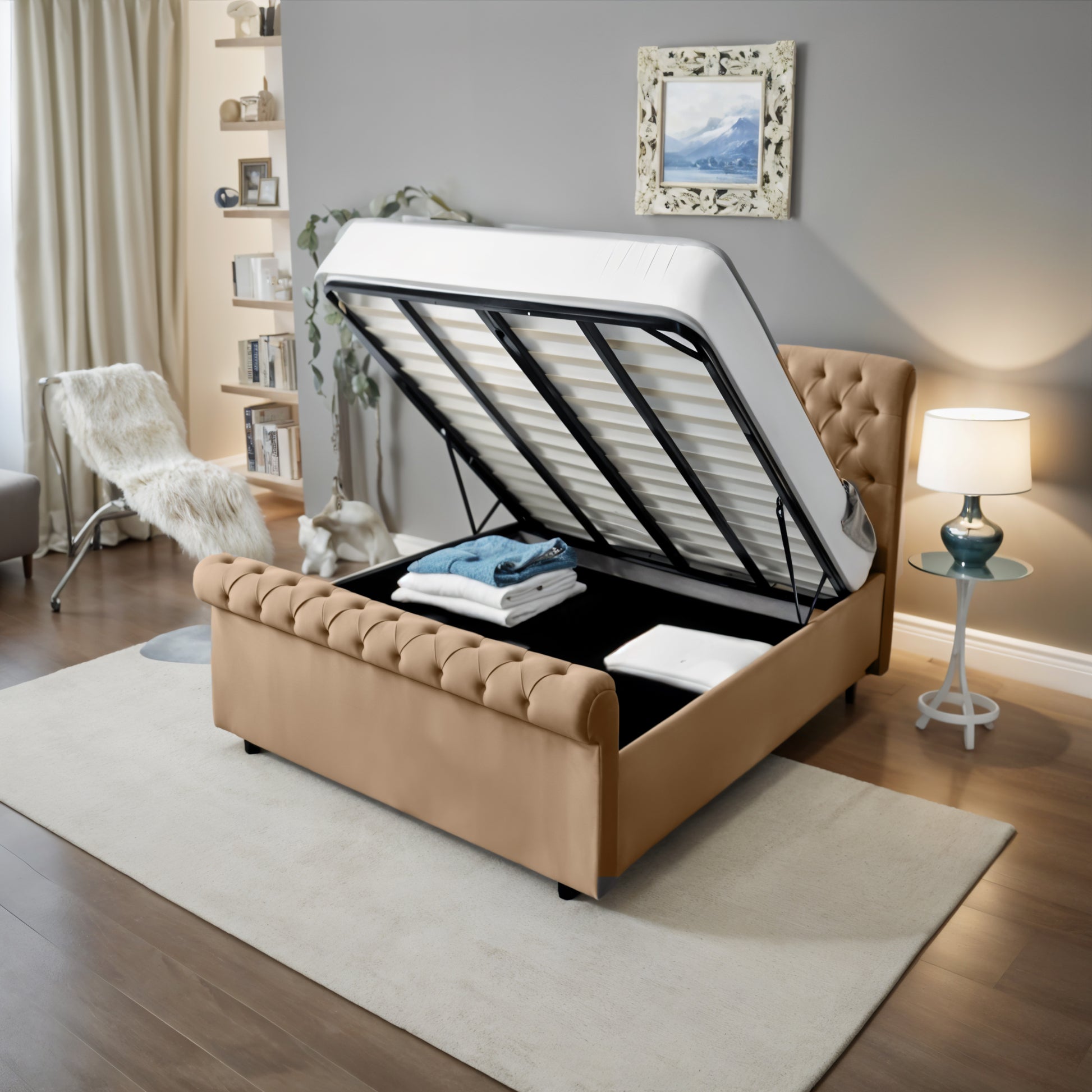 The London Haven Sleigh Bed | Optional Ottoman Storage Bed | The Bed Store