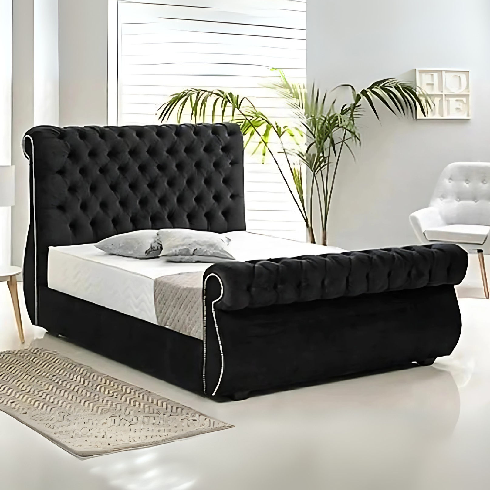 The Empress Swan Sleigh  Bed | Optional Ottoman Storage Bed | The Bed Store