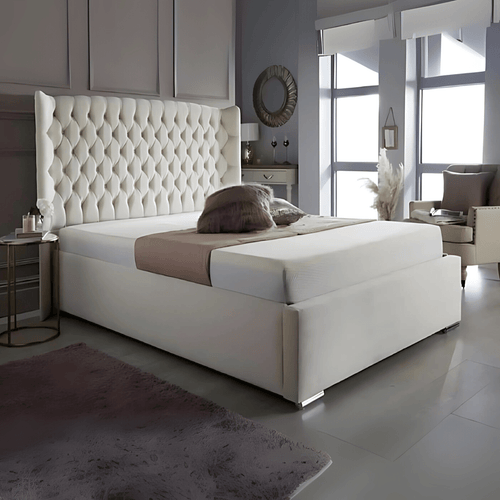 The Admiral Wingback Bed | Optional Ottoman Storage Bed | The Bed Store - The Bed Store